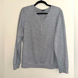 Splendid women’s grey quarter clasp front long sleeve casual top loungewear XL